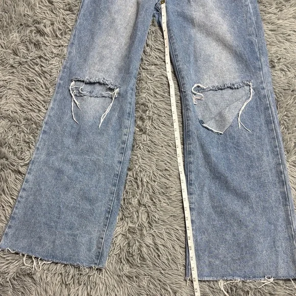 Distressed Light Blue Wide Leg - Picture 13 of 16